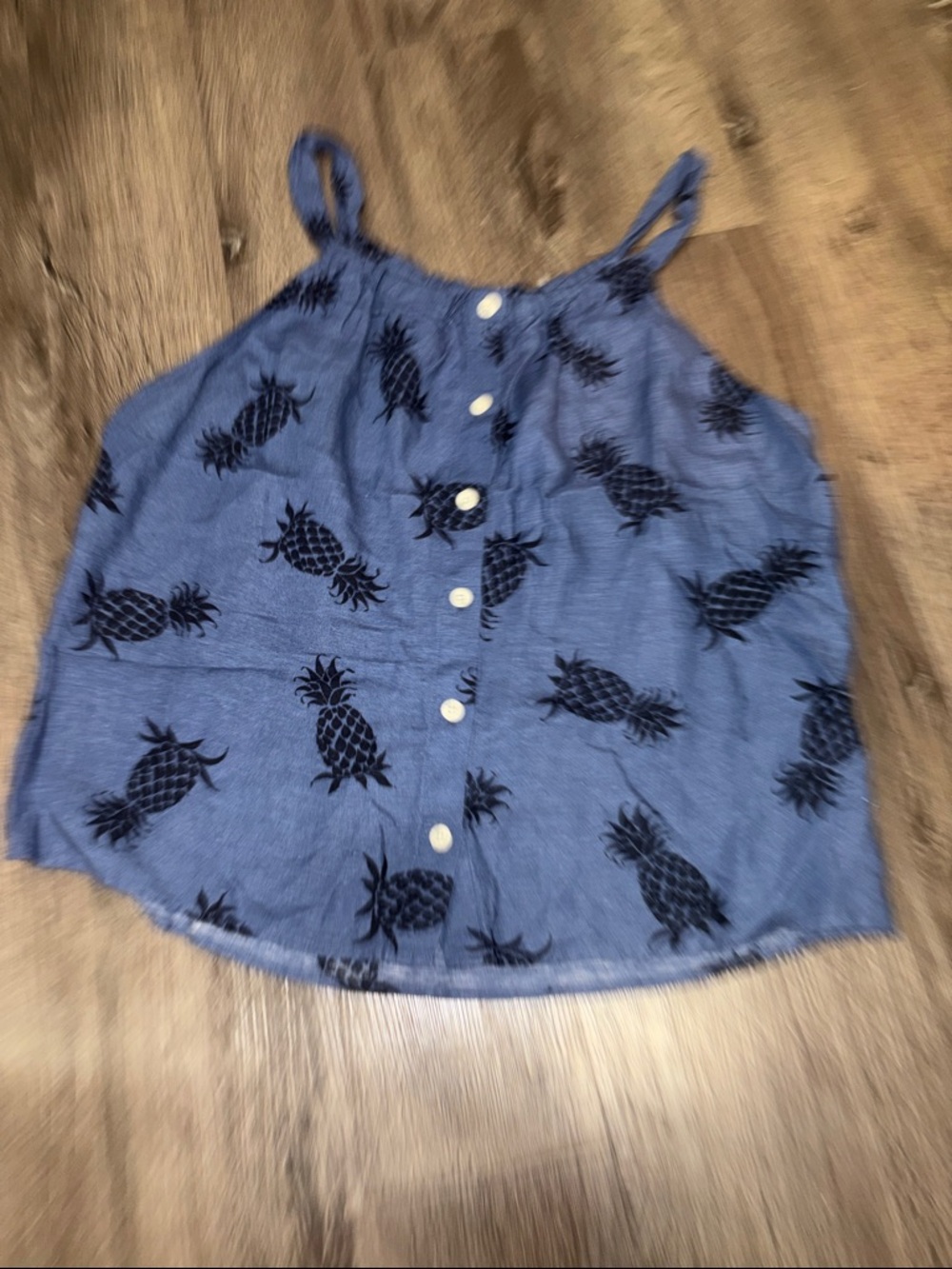 GAP Blue Pineapple Button-Front Camisole Large Tall